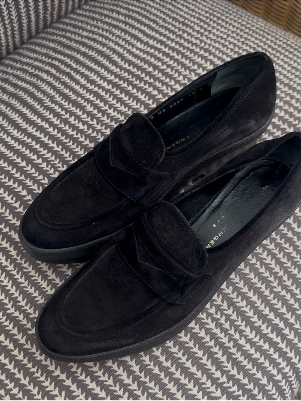 Robert Clergerie Black Suede Penny Loafers